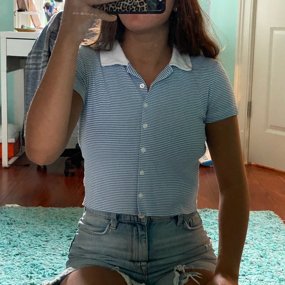 Brandy Melville Tops - Brandy Melville Stripped Collared Top